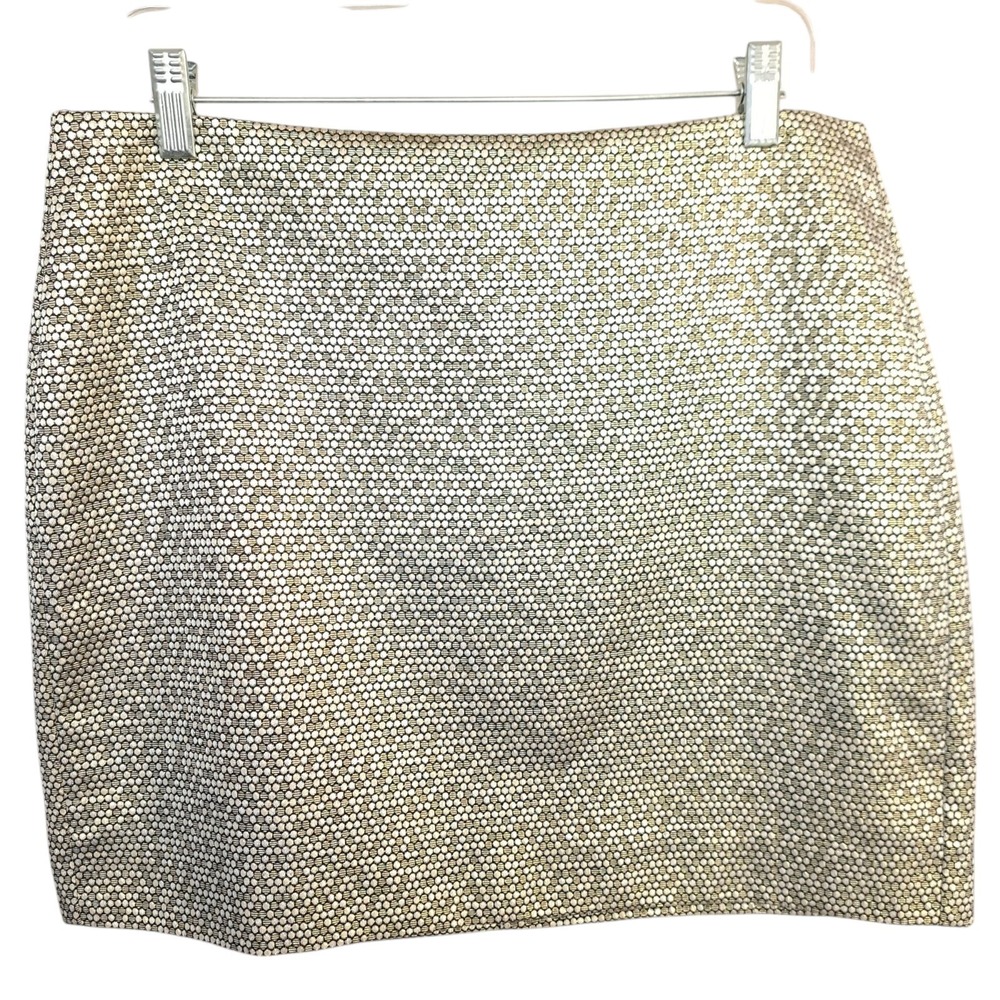 Banana Republic Women's Skirt 12 Gold/Black Pencil Lined Knee Length Zip Up